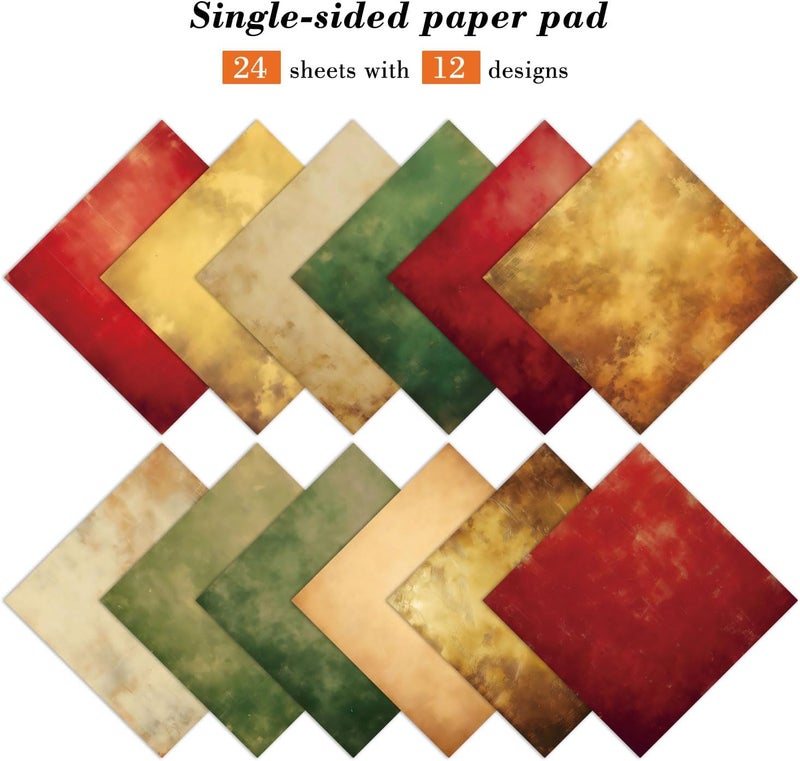 EAMOTOL Vintage Color Scrapbook Paper Pad - 6x6 In 24 Sheets Designed Decorative Decoupage Folding Cardstock Supplies for Journals DIY Crafts Gift Wrapping Planners Photo Album - Image 2